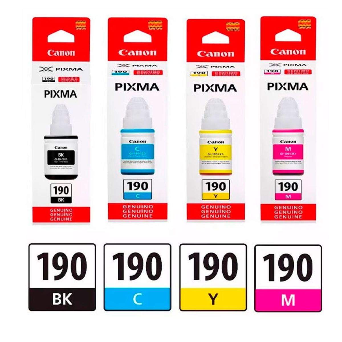 CANONTEX - Tinta canon GI-190 kit de 4 colores Negro.Cian.Magenta y Yellow