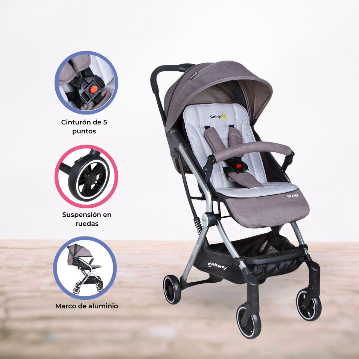 SAFETY 1ST - Coche de Paseo para Bebé Compacto «SPARK» Gray