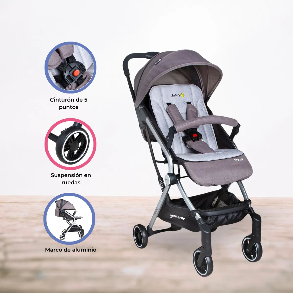 SAFETY 1ST - Coche de Paseo para Bebé Compacto «SPARK» Gray