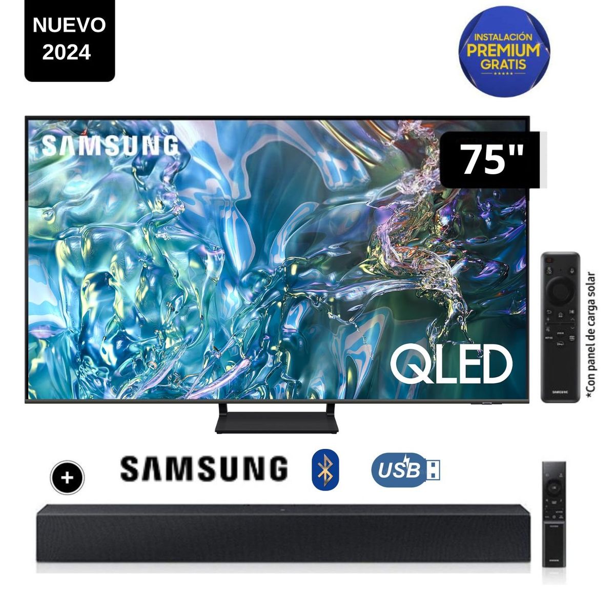 SAMSUNG - Televisor Samsung QLED Tizen OS Smart Tv 75" 4K QN75Q65DAGXPE +  Soundbar HW C400