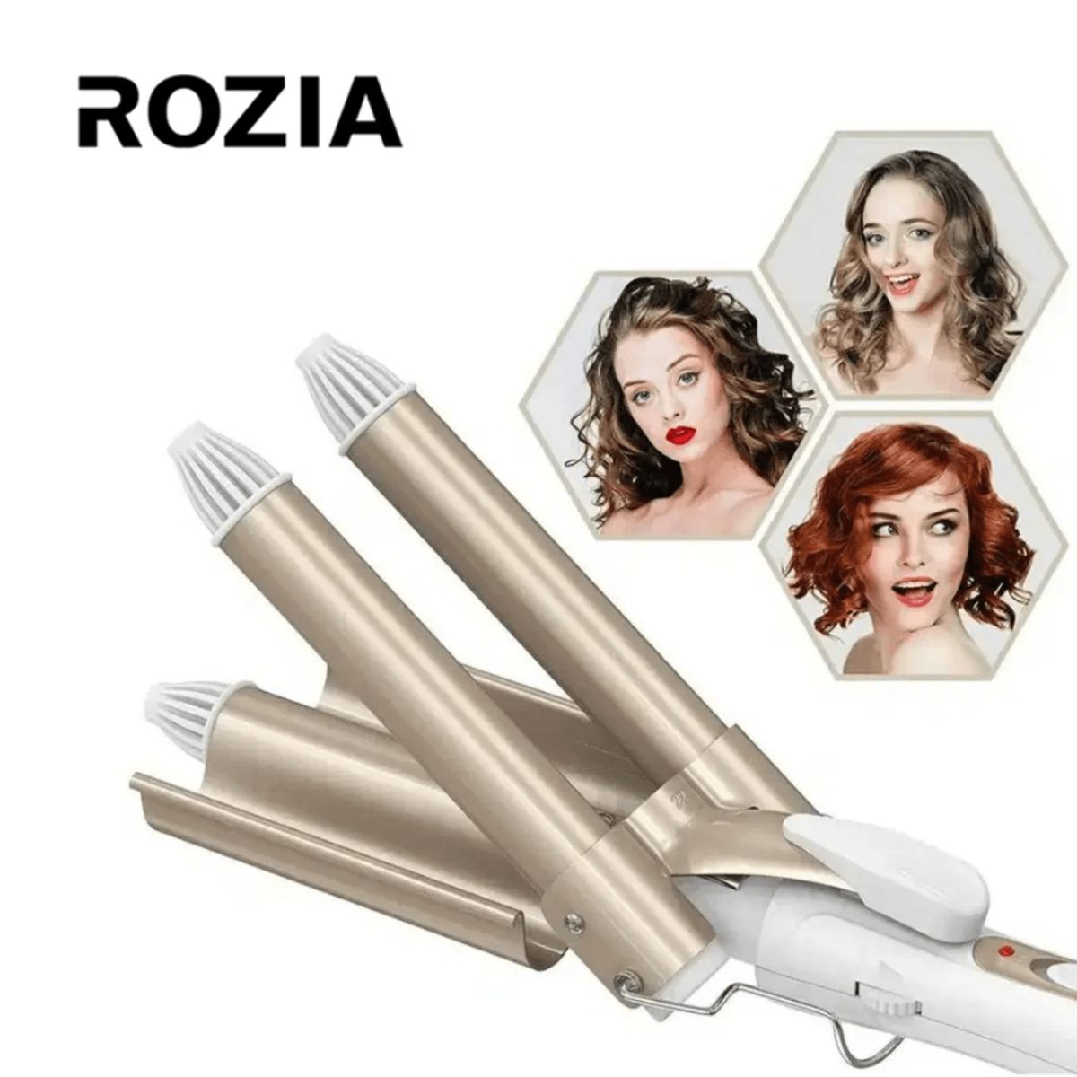 GENERICO - Rizadora Rozia Ondulador de Cabello Tenaza 3 Tubos