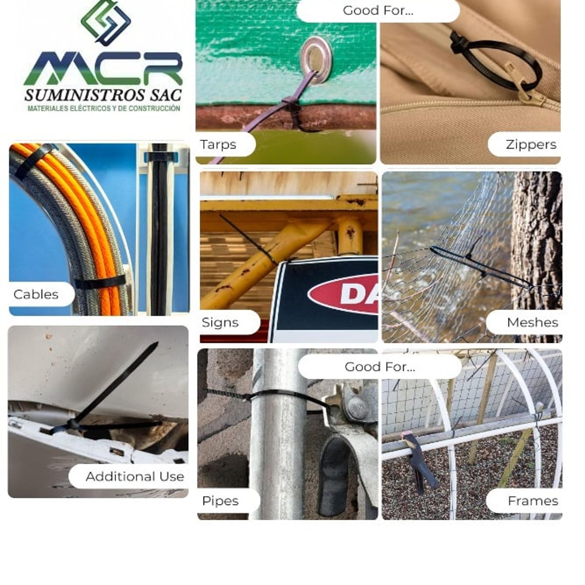 GENERICO - AMARRA CABLE CINTILLO DE 4.8 MM DE ANCHO X 350 MM DE LARGO NEGRO