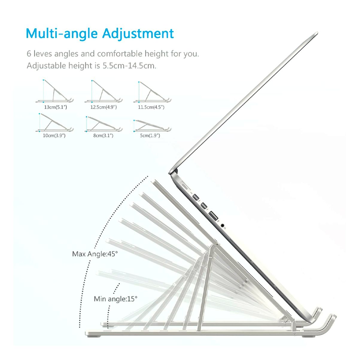 GENERICO - Soporte de Aluminio Anti deslizante Regulable para Laptop
