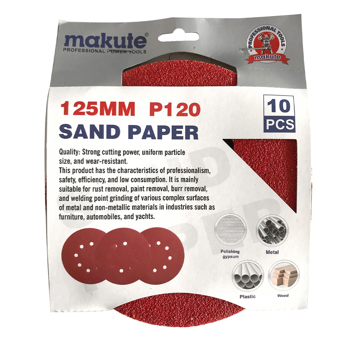 MAKUTE - Lijas Para Maquina Orbital 125mm - Gr120 - 10unid - Makute