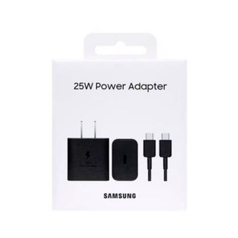 SAMSUNG - Cargador Adaptador Samsung Fast 25W Cubo + Cable Usb C A C Edition 2023 - Negro