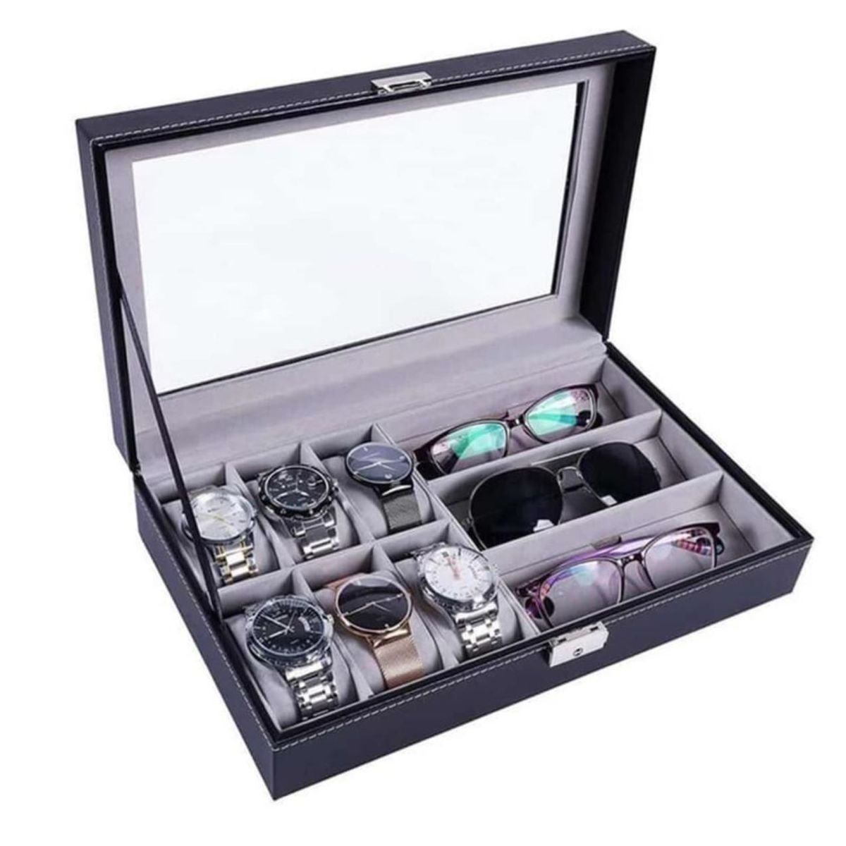 GENERICO - Organizador Multifuncional de Cuero  Para Gafas y Para Reloj