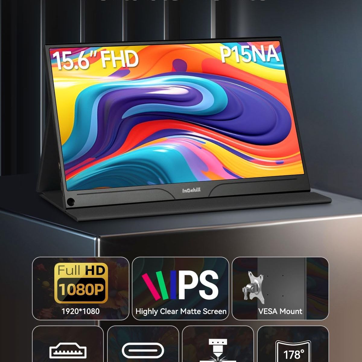 TECH - Monitor Portatil 15.6 FHD IPS USB-C/HDMI Nintendo SW PS5 Gamer