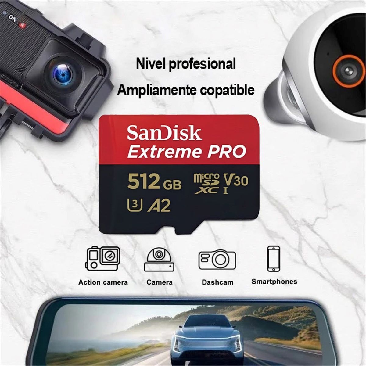 SANDISK - Memoria MicroSD Sandisk Extreme Pro 512gb UHS-I U3 A2 V30 4K