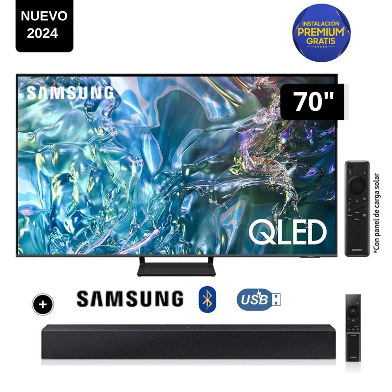 SAMSUNG - Televisor Samsung QLED Tizen OS Smart Tv 70" 4K QN70Q65DAGXPE  + Soundbar HW-B400F