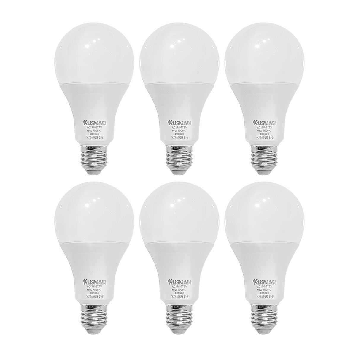 KLISMAN - Pack x6 Focos LED KLISMAN E27 18W Luz Fría