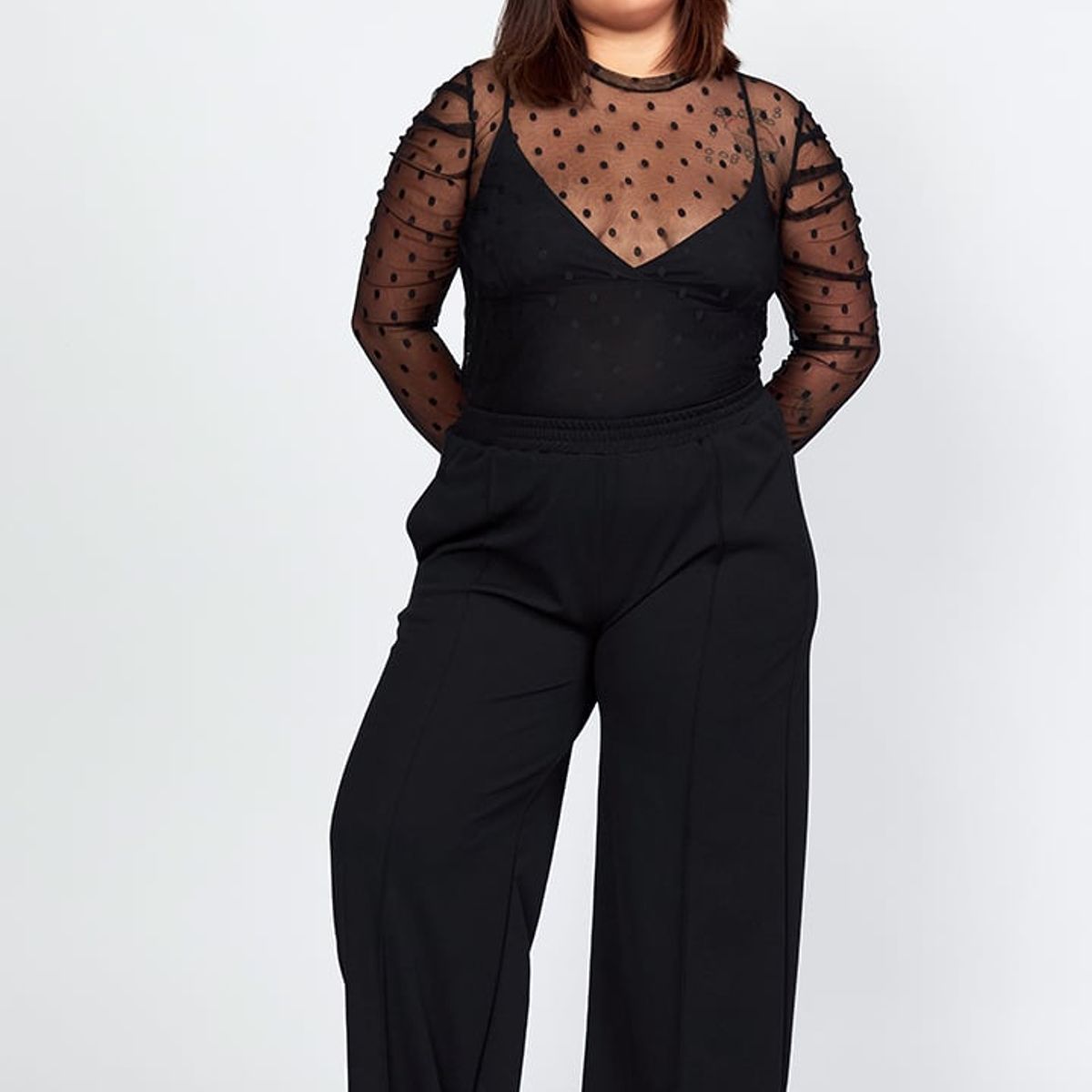 MISS LADY - Top Full Tull  Lunares - Negro