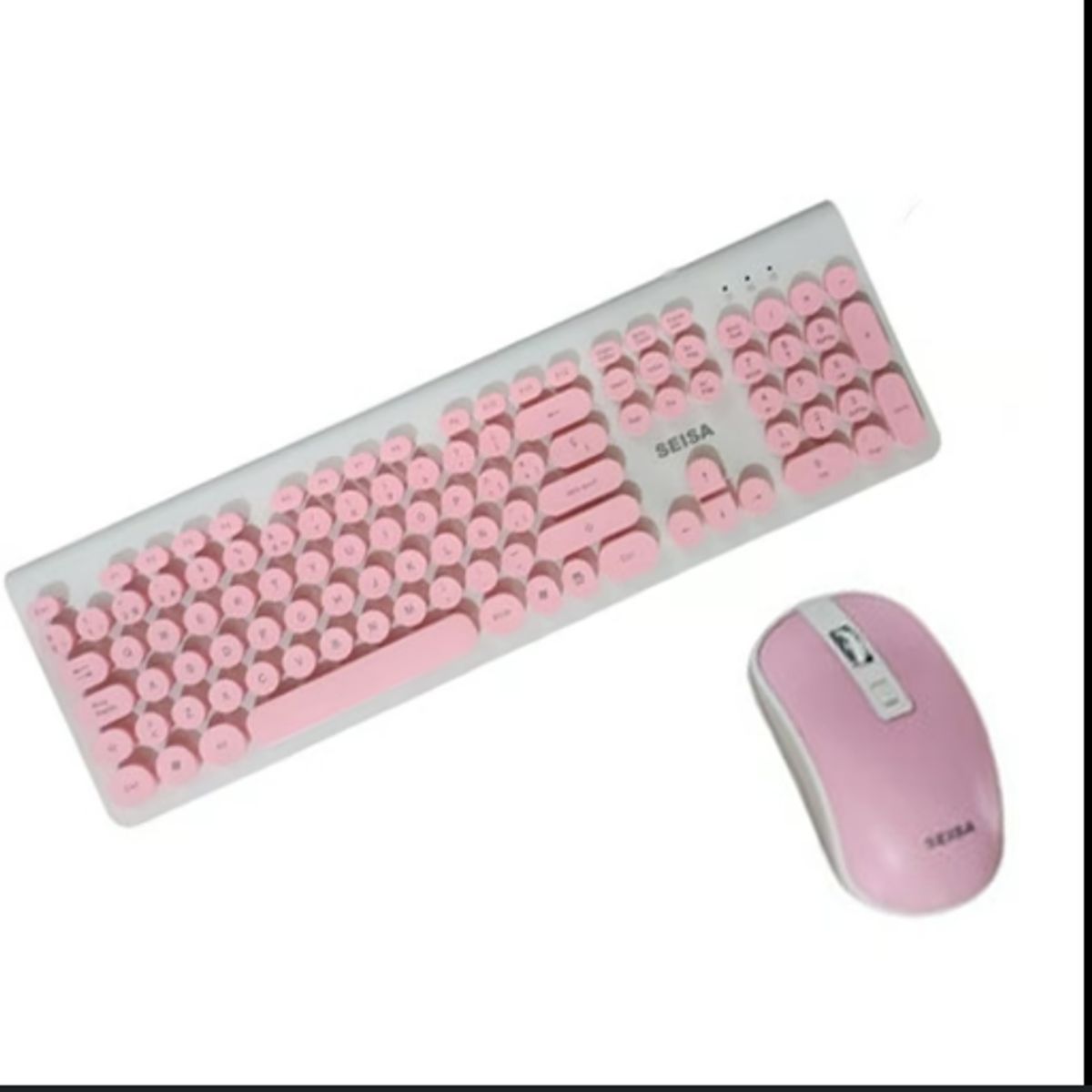 GENERICO - Kit Teclado y Mouse Rosado Blanco Alámbrico para Pc Laptop