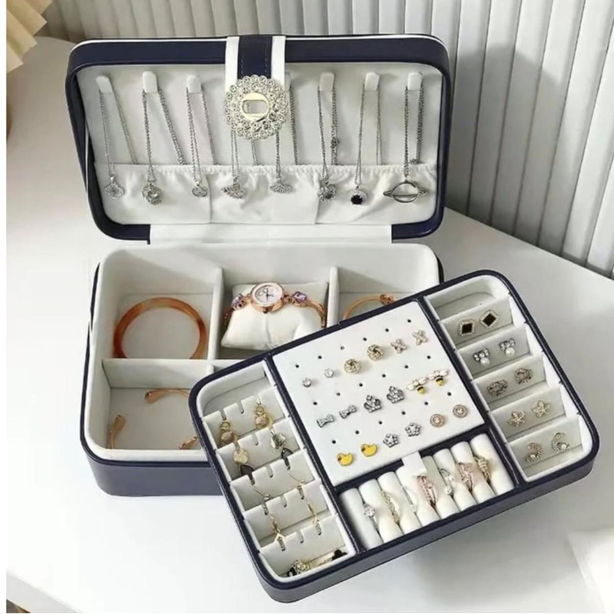 GENERICO - Joyero Caja Organizadora Portátil de Joyas 2 Niveles