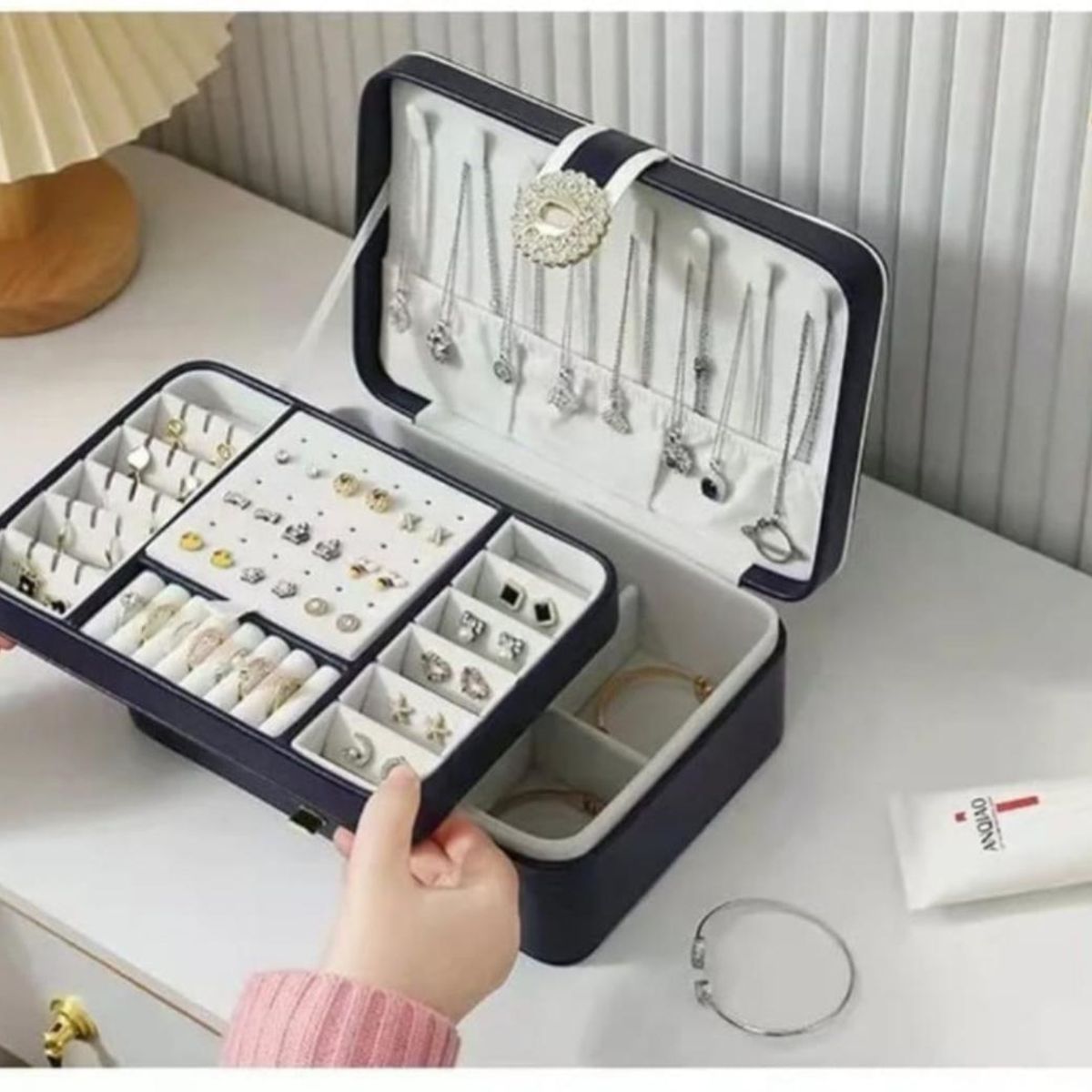 GENERICO - Joyero Caja Organizadora Portátil de Joyas 2 Niveles