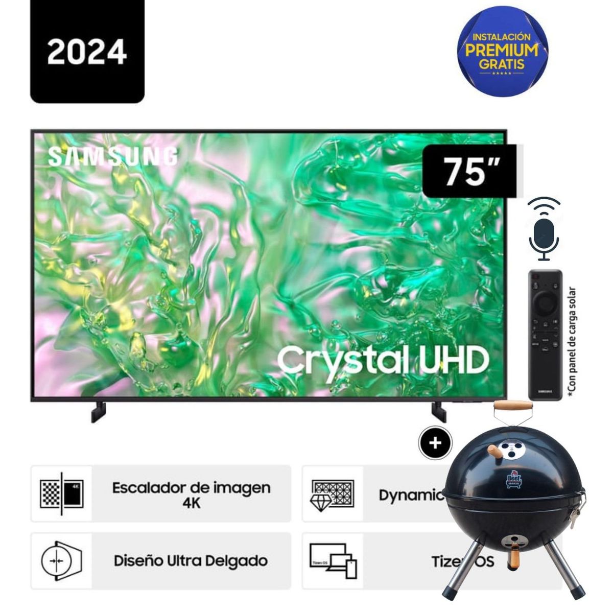 SAMSUNG - Televisor Samsung LED Smart TV 75 Crystal UHD 4K- UN75DU8000GXPE - Nuevo 2024