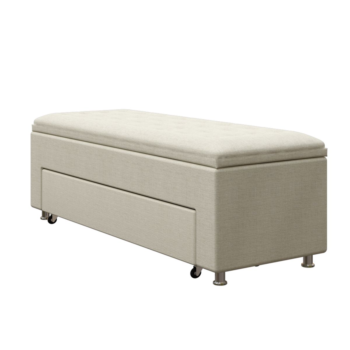 MUEBLES MACRUMO - Zapatera de madera tapizada baúl 140cm- color beige - Tela antifluidos