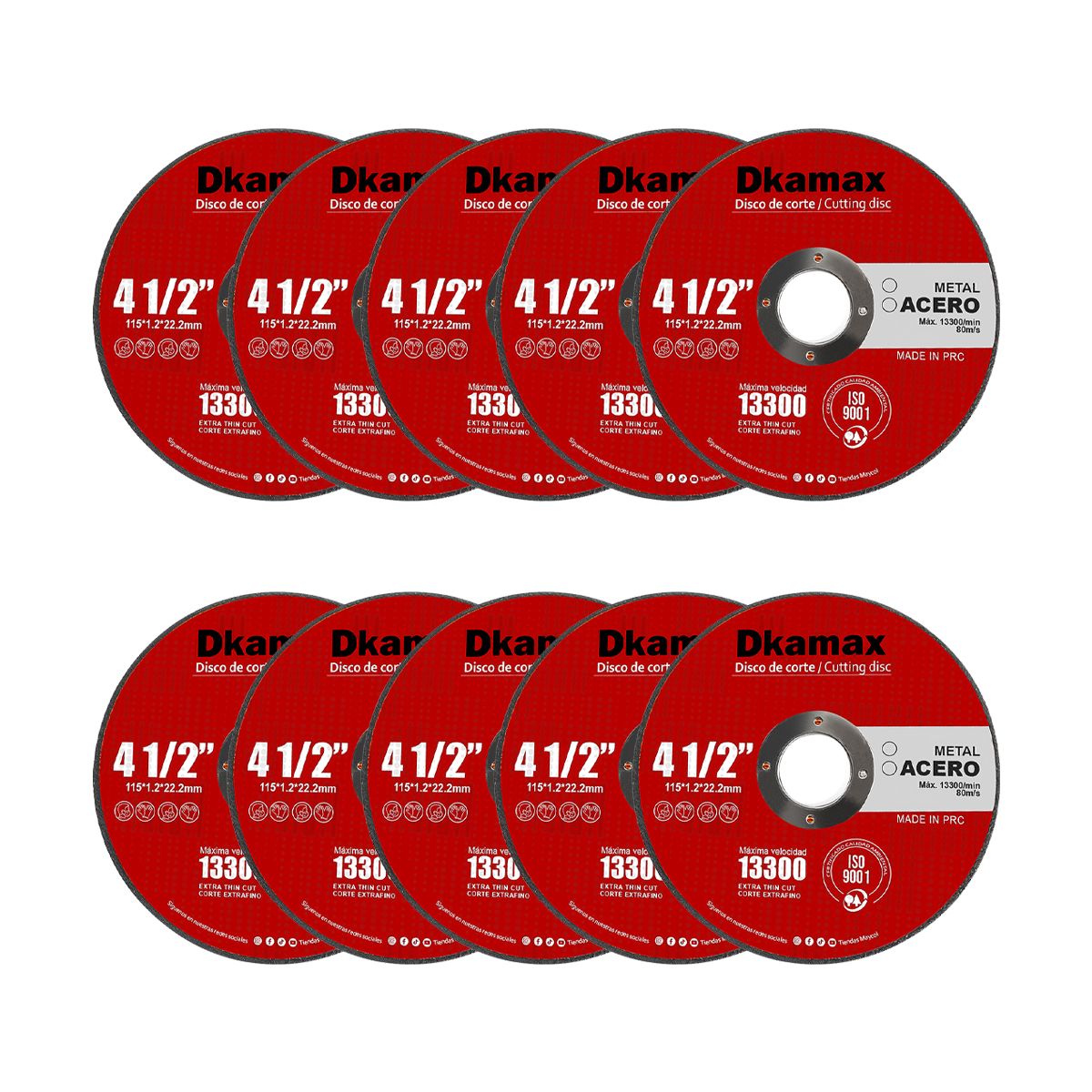 DKAMAX - 10 pzs discos de corte 4 1 / 2 " DKAMAX