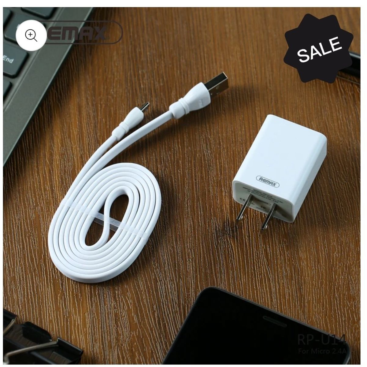 REMAX - CARGADOR DE PARED + CABLE REMAX RP-U14  USB TIPO C BLANCO EN CAJA