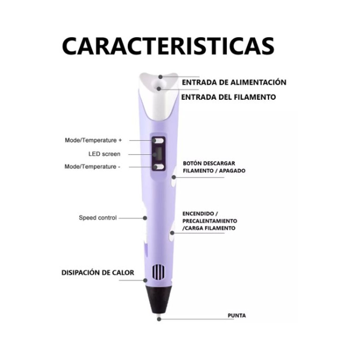 GENERICO - Lapicero 3d Bolígrafo Para Impresión Lápiz - Morado