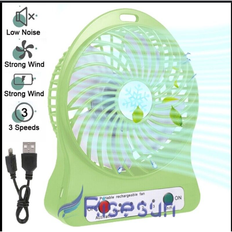 GENERICO - Mini Ventilador Portatil 3 Niveles Con Bateria-VERDE
