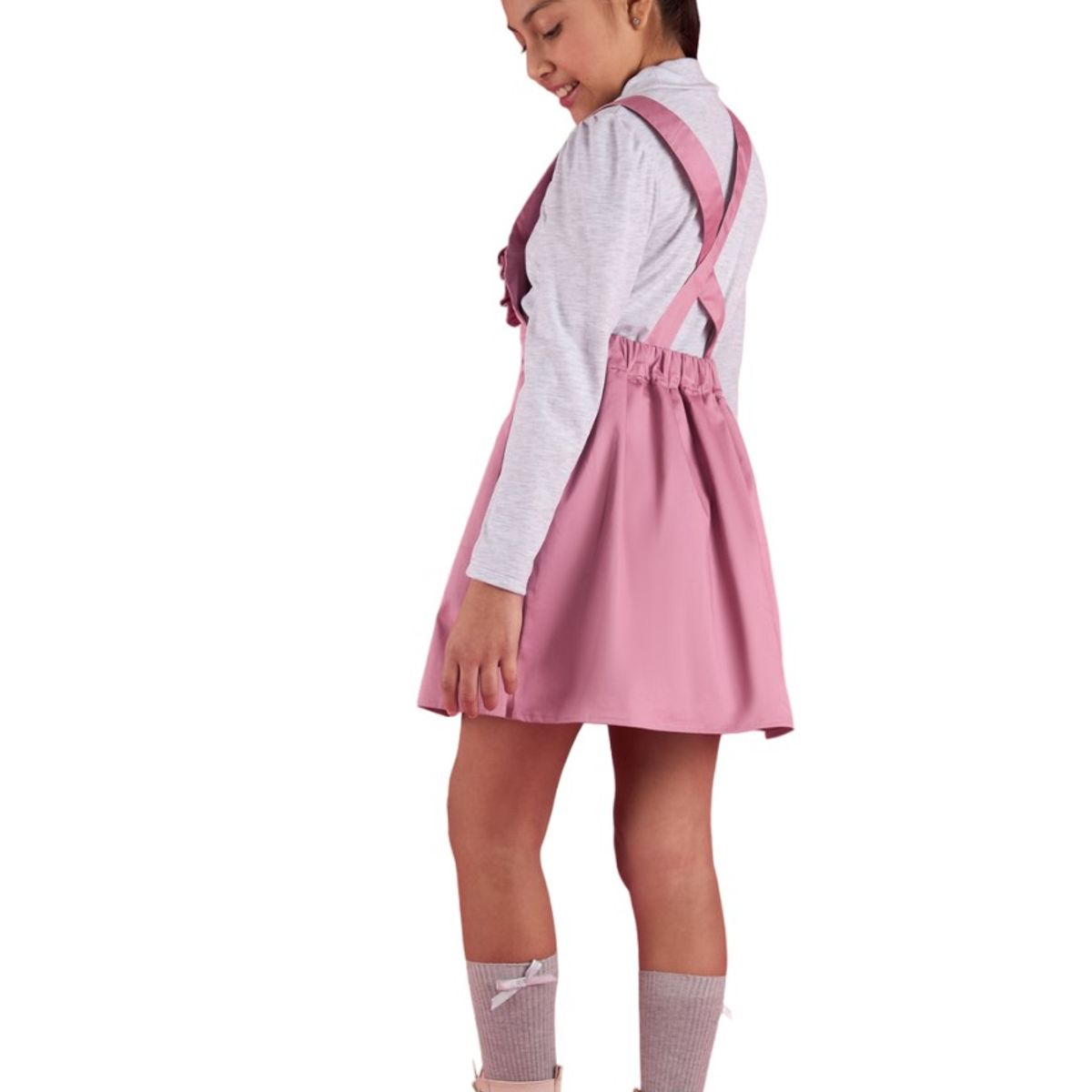 KIDS MASHMELO - Jumper Con Pedreria Media Luna Con Volante Para Niña Kids Mashmelo