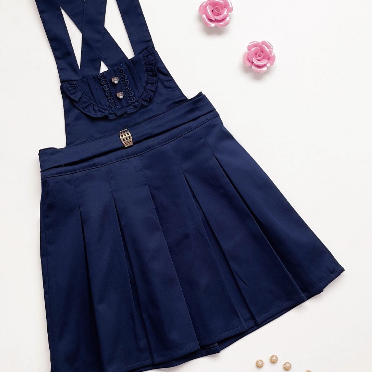 KIDS MASHMELO - Jumper Con Pedreria Media Luna Con Volante Para Niña Kids Mashmelo