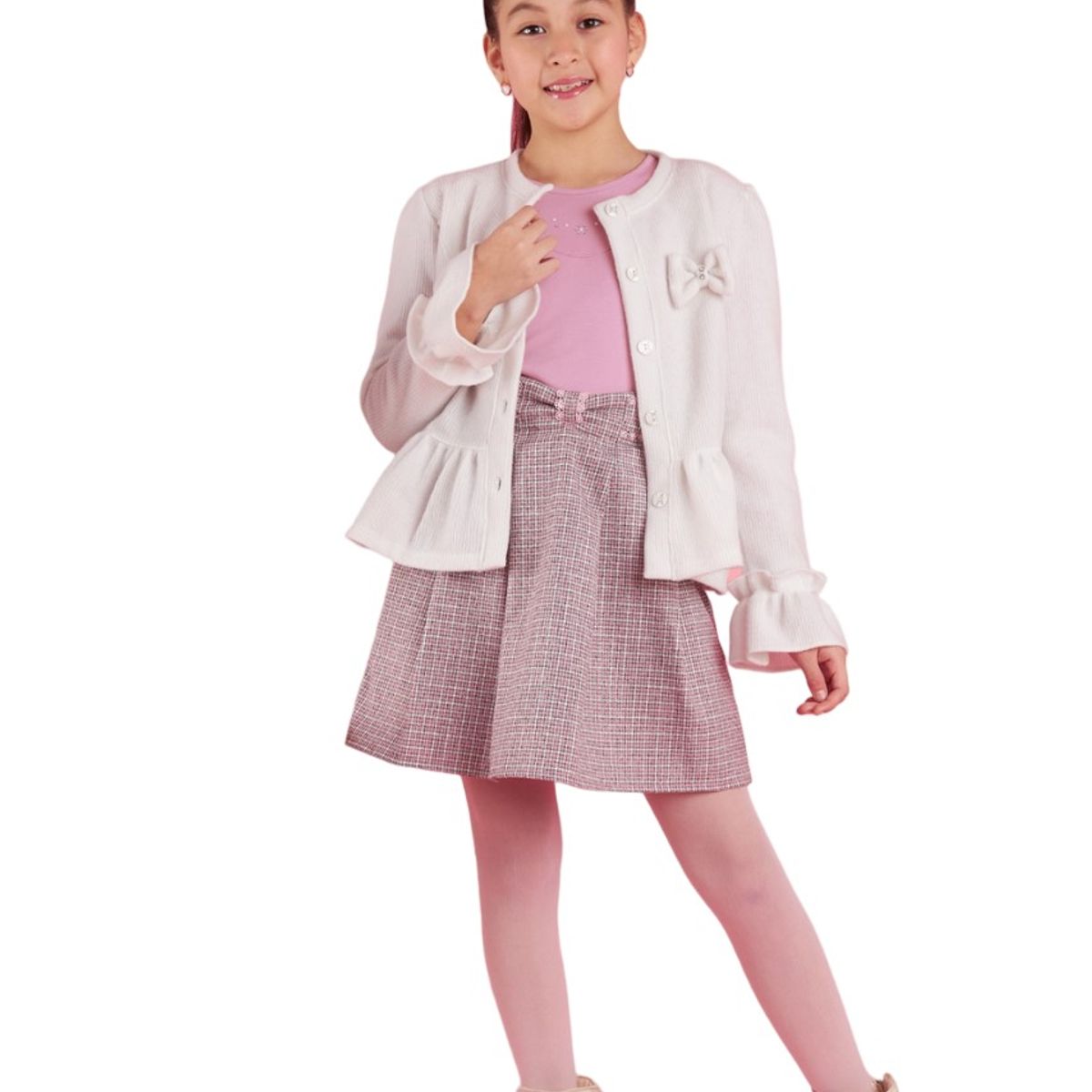 KIDS MASHMELO - Chompa Con Faldon Recogido Y Lazo Para Niña Kids Mashmelo