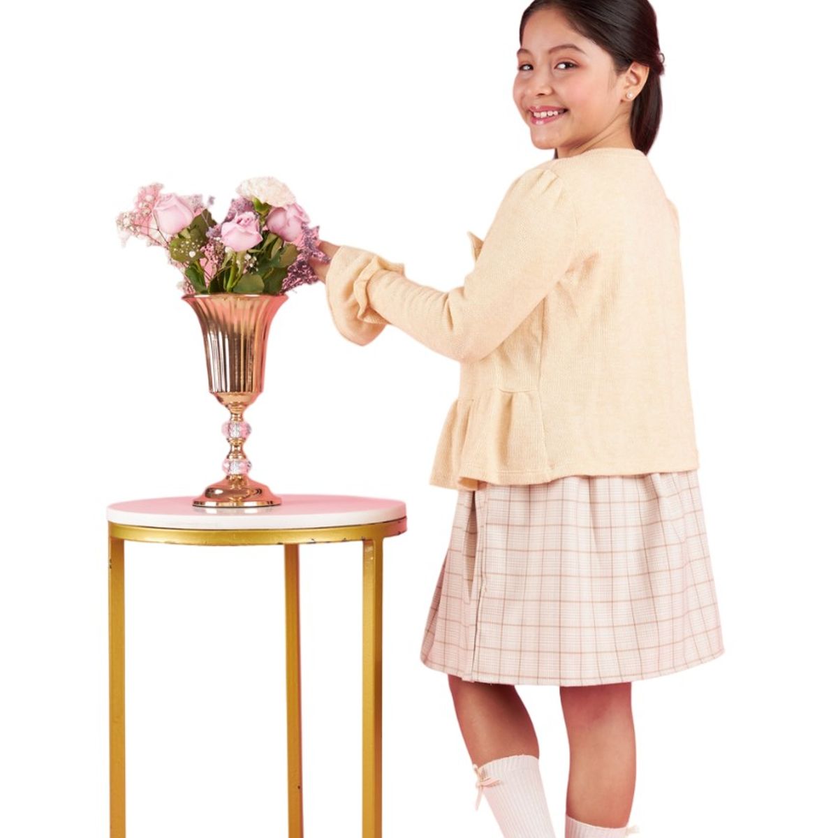 KIDS MASHMELO - Chompa Con Faldon Recogido Y Lazo Para Niña Kids Mashmelo