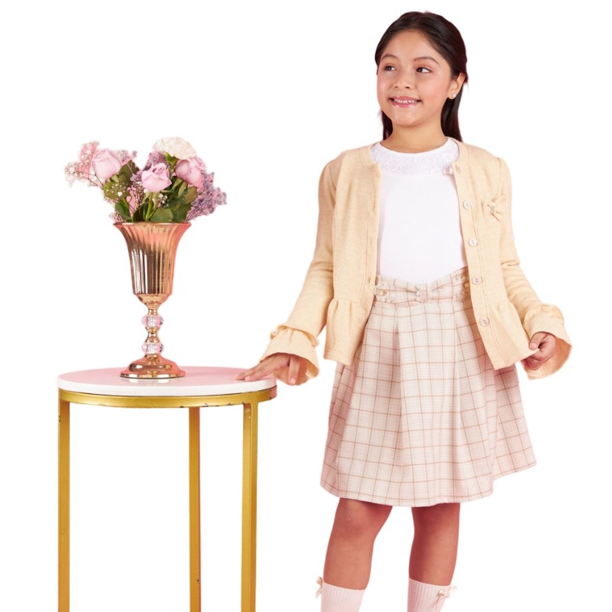 KIDS MASHMELO - Chompa Con Faldon Recogido Y Lazo Para Niña Kids Mashmelo