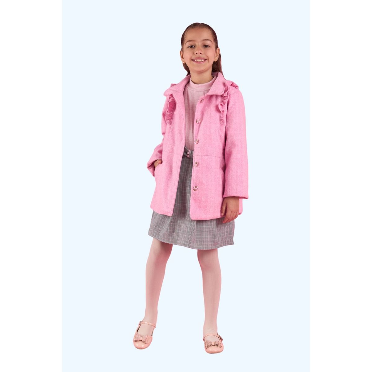 KIDS MASHMELO - Abrigo De Paño Corte Imperial Con Volante Para Niña Kids Mashmelo