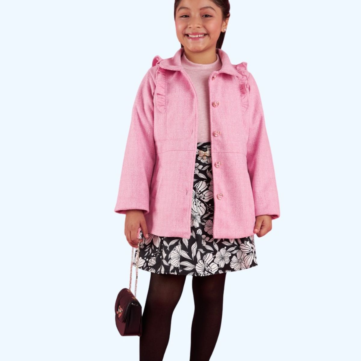 KIDS MASHMELO - Abrigo De Paño Corte Imperial Con Volante Para Niña Kids Mashmelo