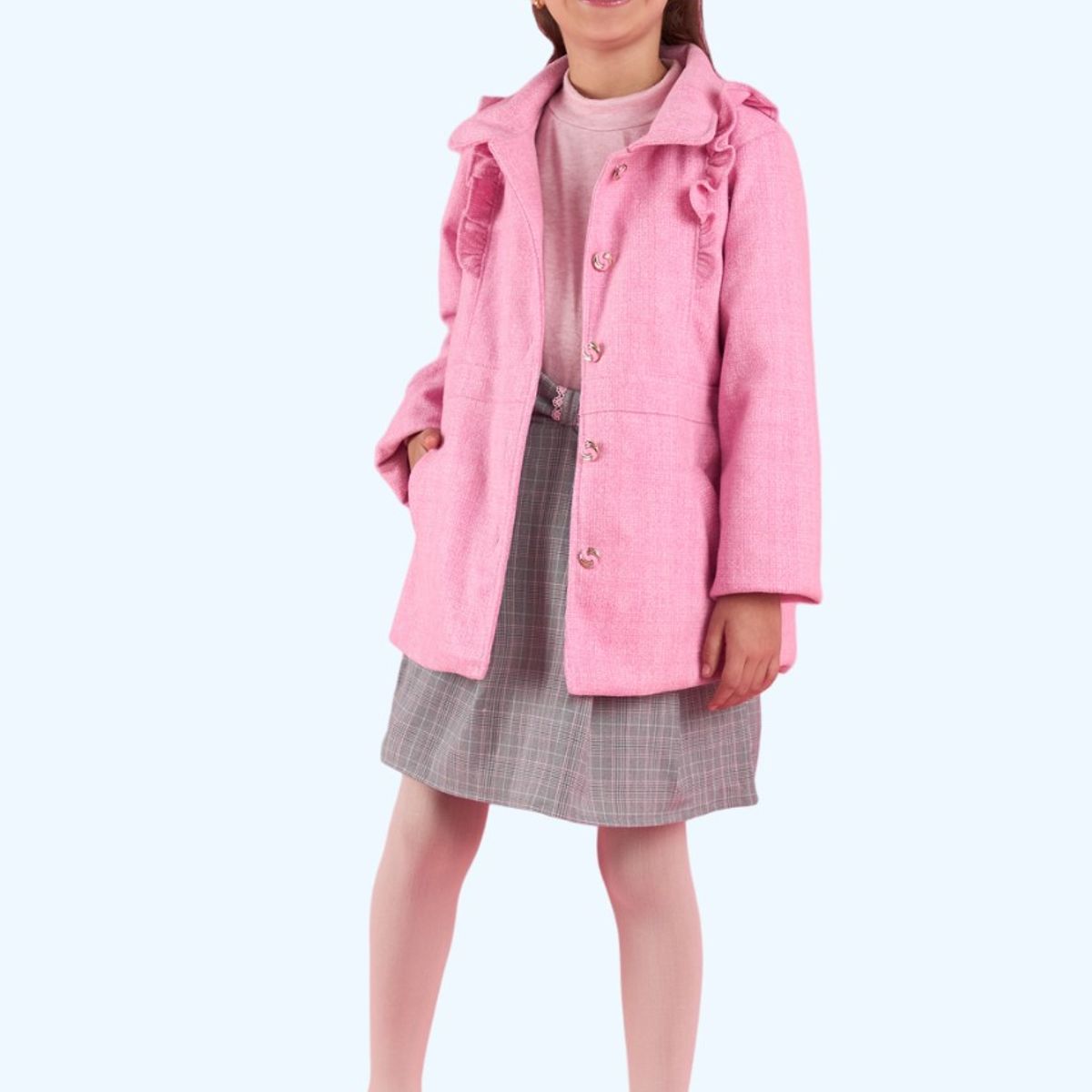 KIDS MASHMELO - Abrigo De Paño Corte Imperial Con Volante Para Niña Kids Mashmelo