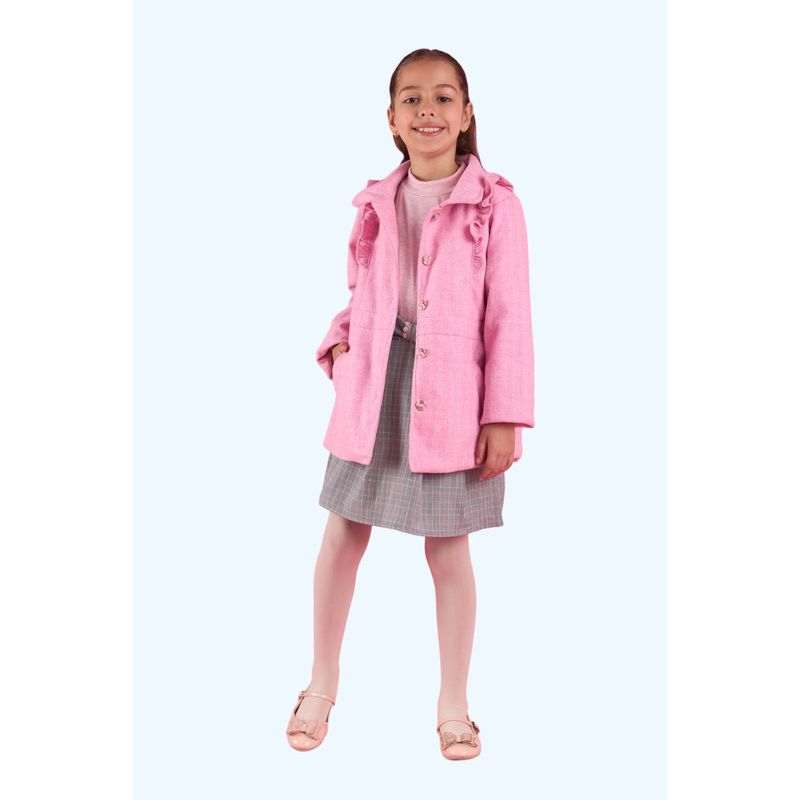 KIDS MASHMELO - Abrigo De Paño Corte Imperial Con Volante Para Niña Kids Mashmelo