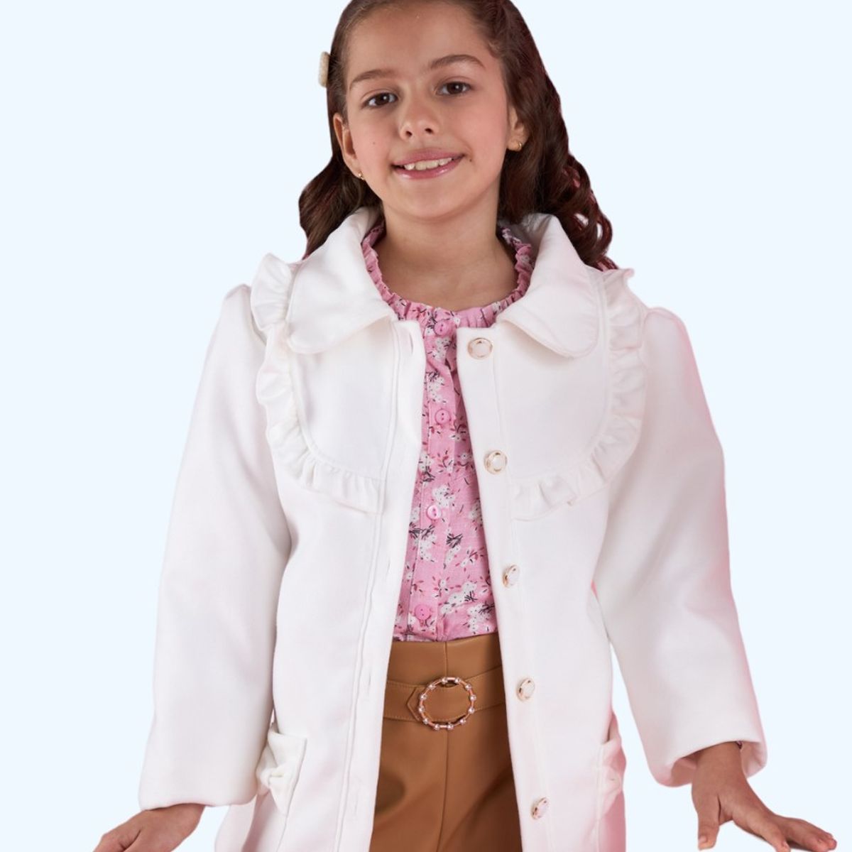 KIDS MASHMELO - Abrigo De Paño Con Cuello Redondo Para Niña Kids Mashmelo