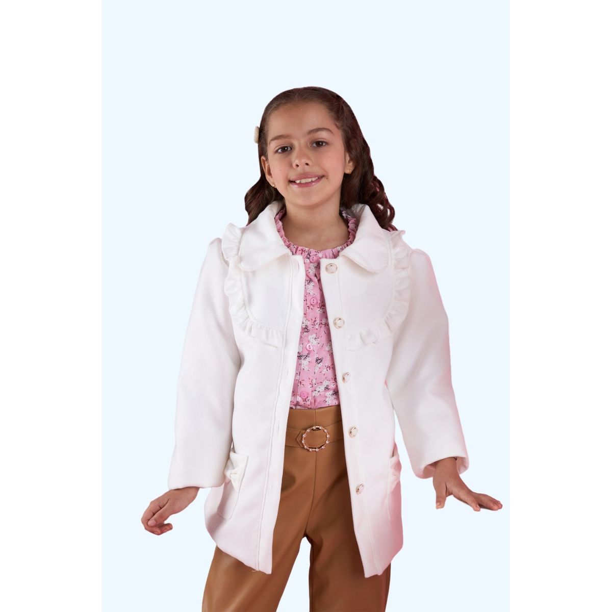 KIDS MASHMELO - Abrigo De Paño Con Cuello Redondo Para Niña Kids Mashmelo