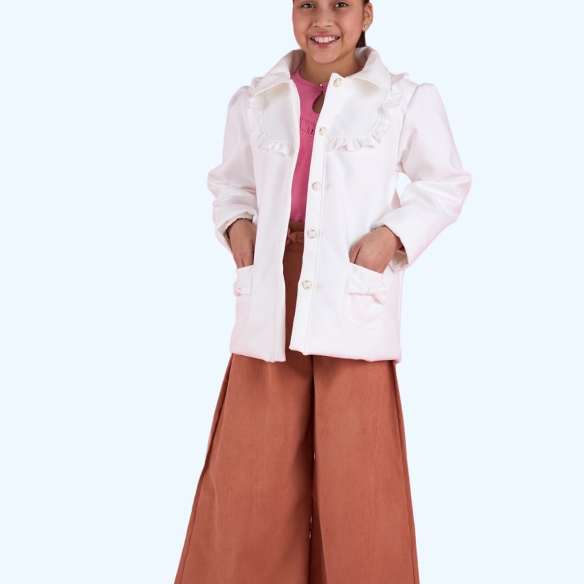 KIDS MASHMELO - Abrigo De Paño Con Cuello Redondo Para Niña Kids Mashmelo