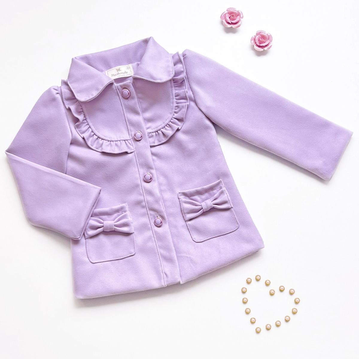 KIDS MASHMELO - Abrigo De Paño Con Cuello Redondo Para Niña Kids Mashmelo