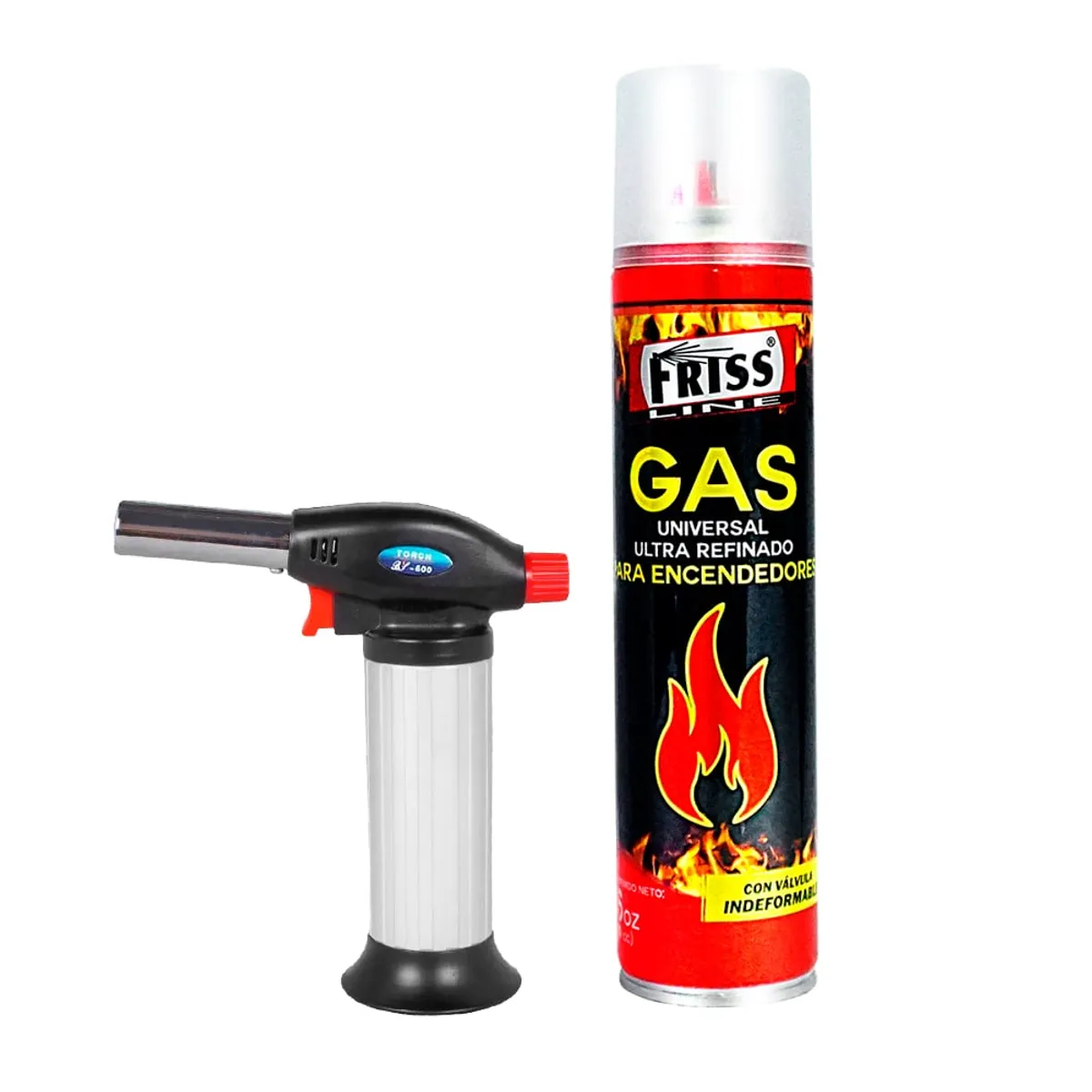 GENERICO - Combo Soplete Flameador BS600 + Gas Butano 480ml para Cocina