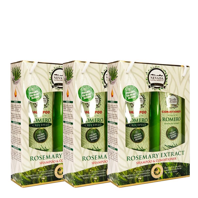 NEVADA NATURAL PRODUCTS - Shampoo + Acondicionador Romero Nevada 420ml 3 Pack