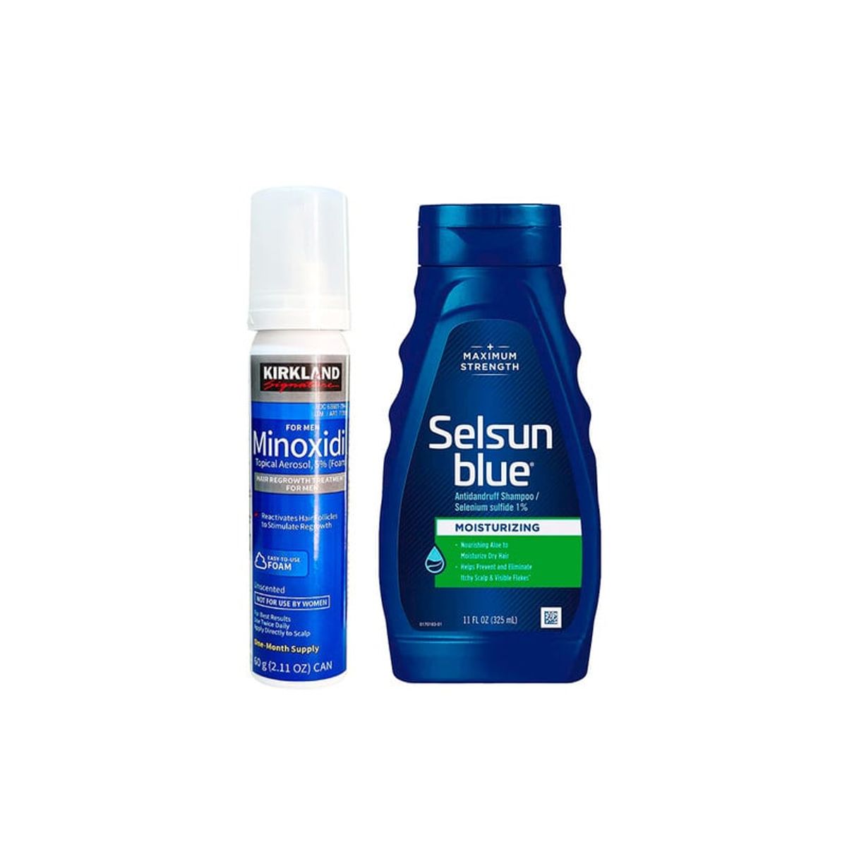 KIRKLAND - Shampoo Selsun Blue Con Aloe Vera 325 ml + Minoxidil de Espuma 60ml