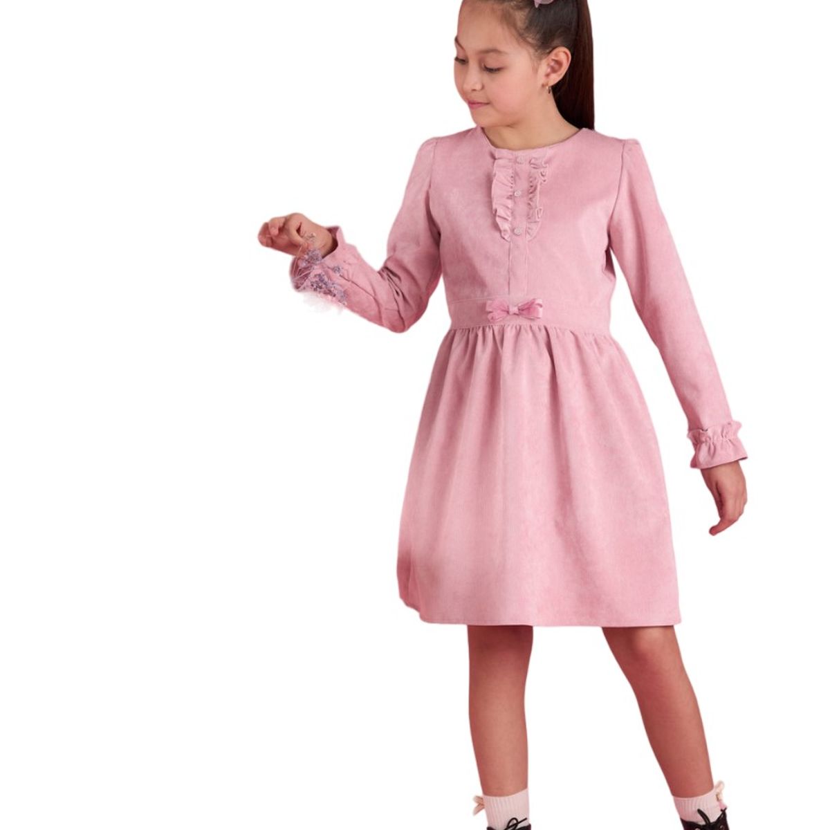 KIDS MASHMELO - Vestido Con Volantes En Manga Y Pechera Para Niña Kidsmashmelo