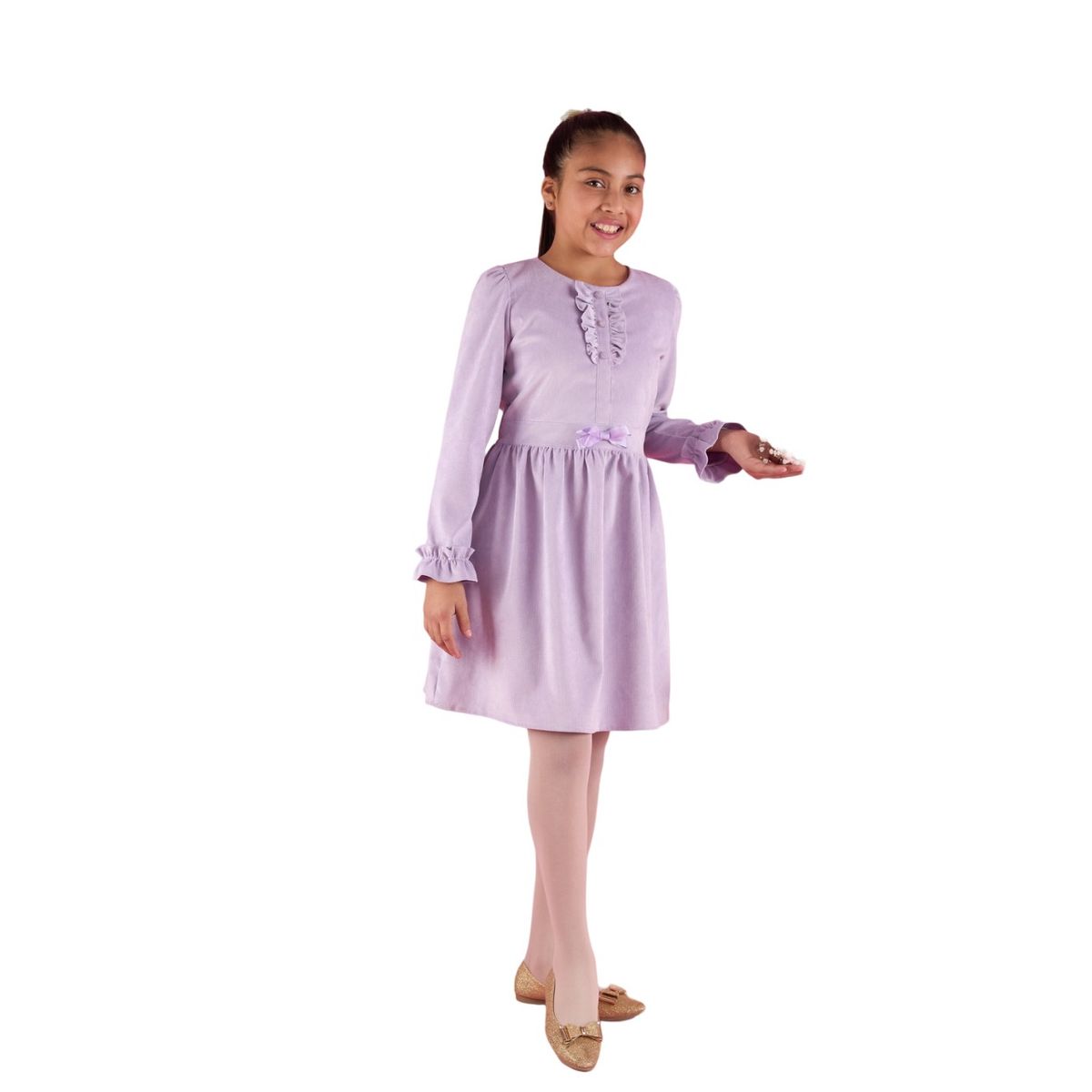 KIDS MASHMELO - Vestido Con Volantes En Manga Y Pechera Para Niña Kidsmashmelo