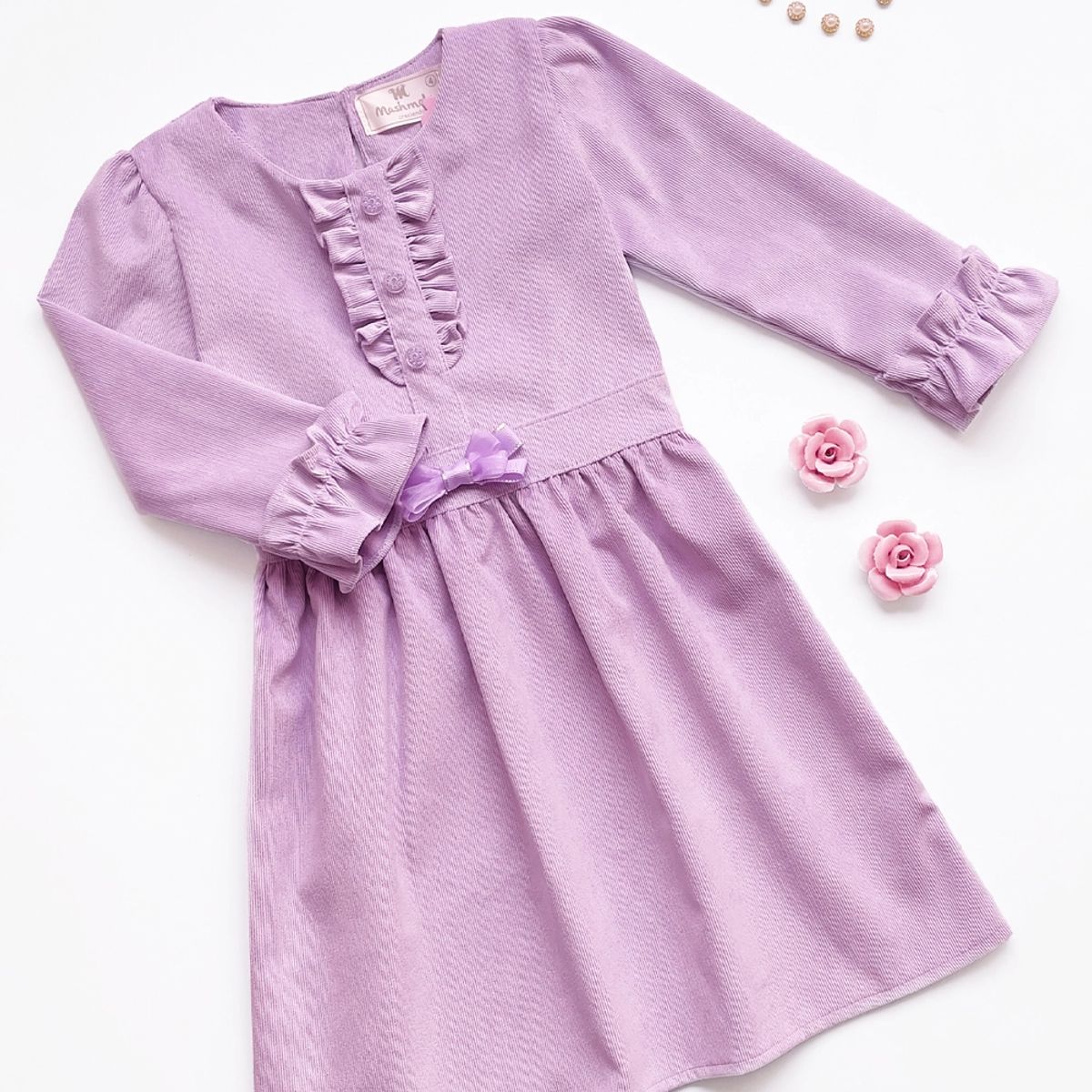 KIDS MASHMELO - Vestido Con Volantes En Manga Y Pechera Para Niña Kidsmashmelo