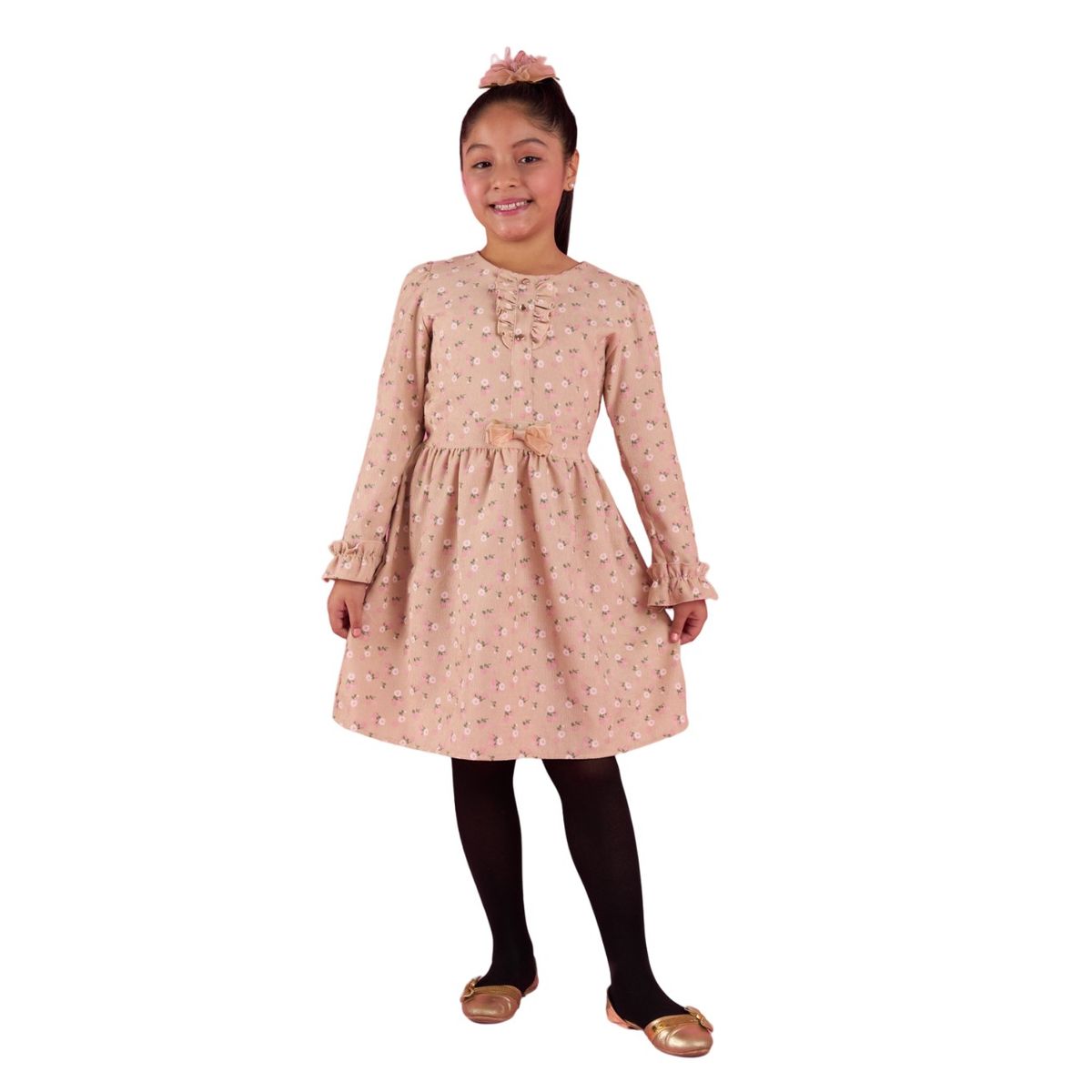 KIDS MASHMELO - Vestido Con Volantes En Manga Y Pechera Para Niña Kidsmashmelo