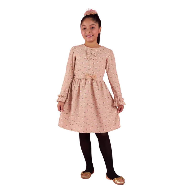 KIDS MASHMELO - Vestido Con Volantes En Manga Y Pechera Para Niña Kidsmashmelo
