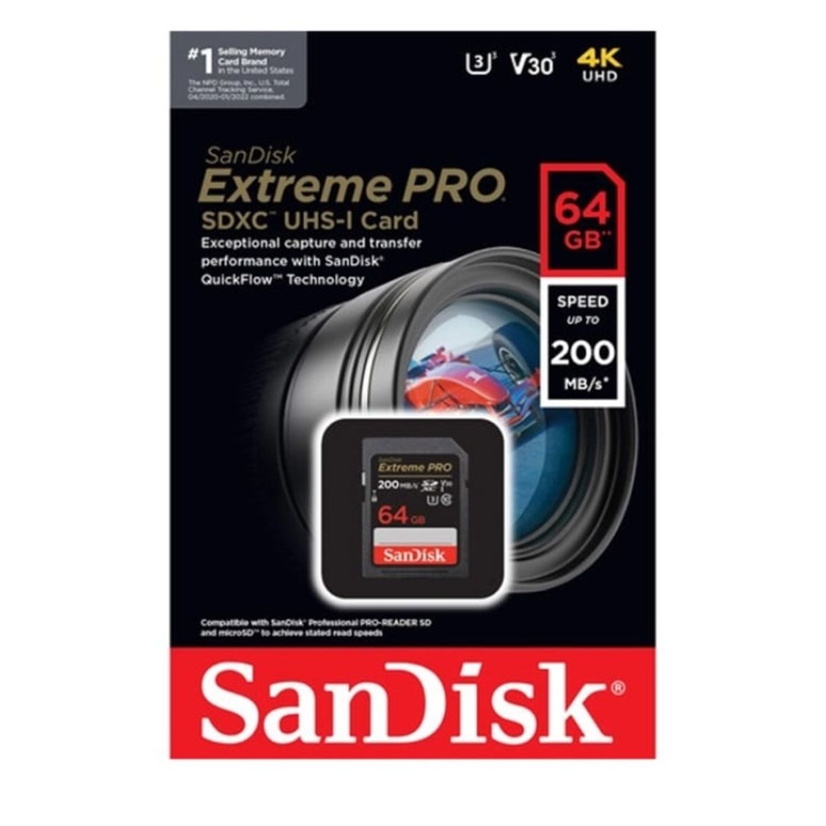SANDISK - Memoria Sandisk SD Extreme PRO 200mbs 64GB Camara Sony Canon