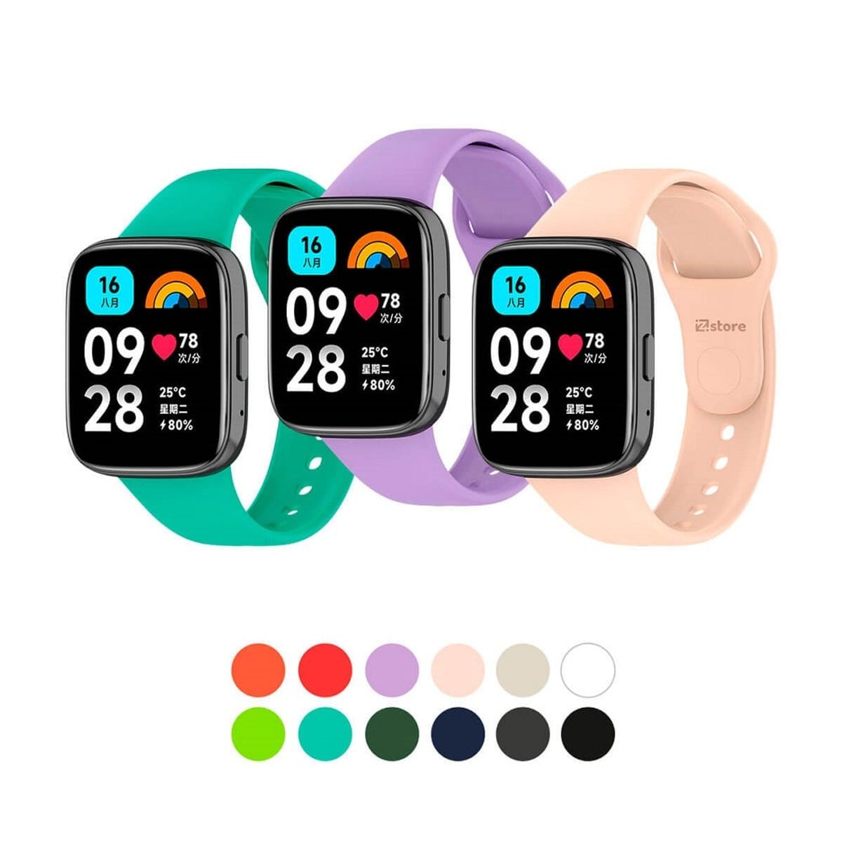 GENERICO - CORREA DE SILICONA PARA XIAOMI REDMI WATCH 3 ACTIVE Y LITE - NARANJA