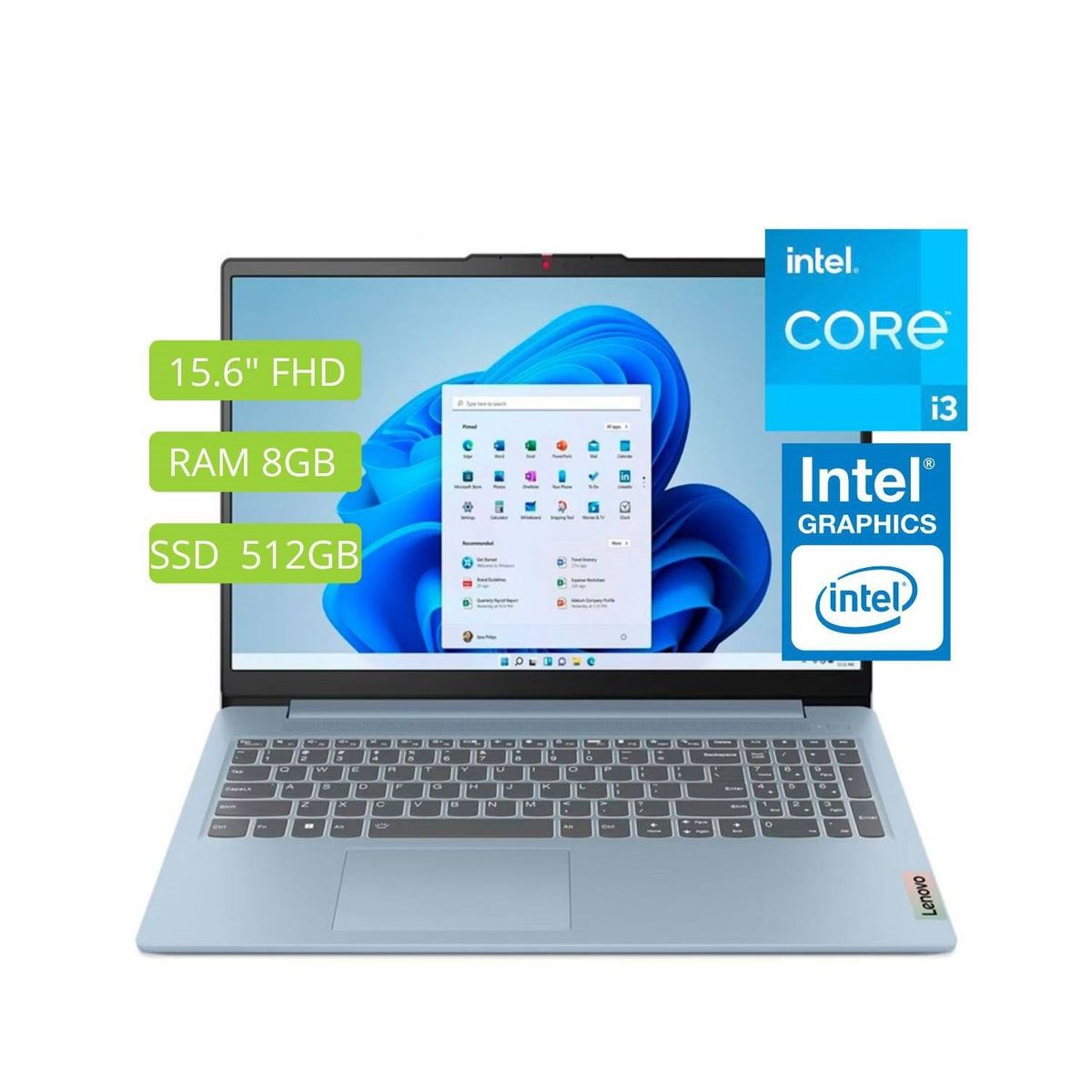 LENOVO - Laptop Lenovo IPS3 15IAN8 156 Intel Core i3 512GB SSD 8GB Azul