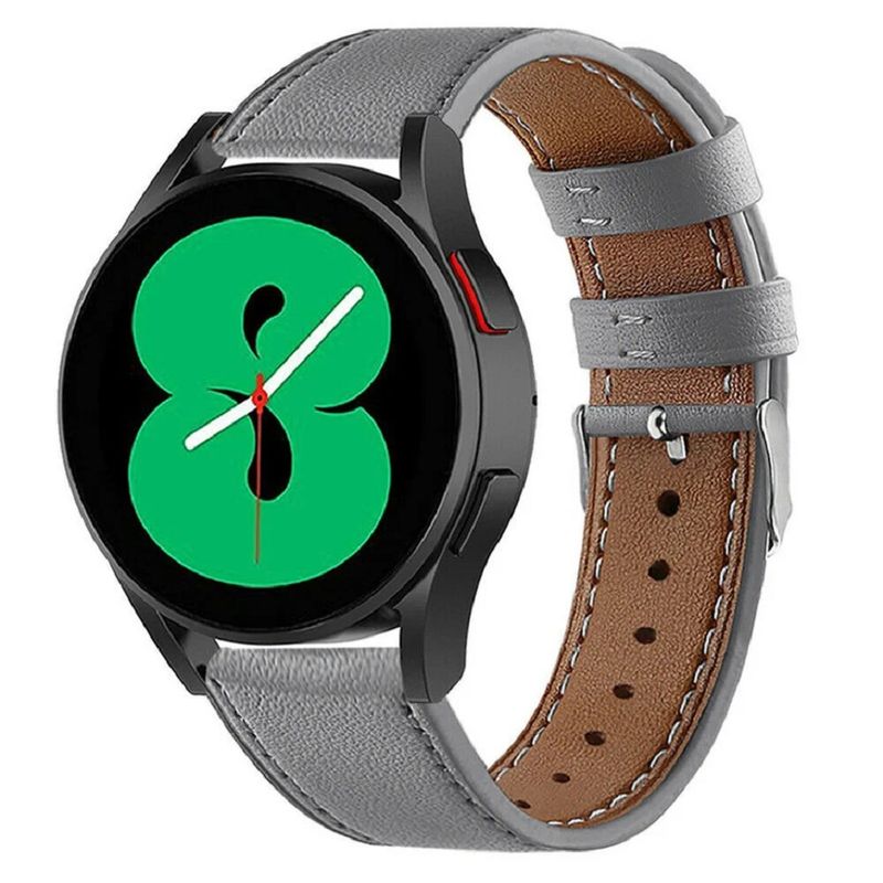 GENERICO - CORREA DE CUERO PARA SAMSUNG WATCH 4 - 5 - 6- 7 GRIS