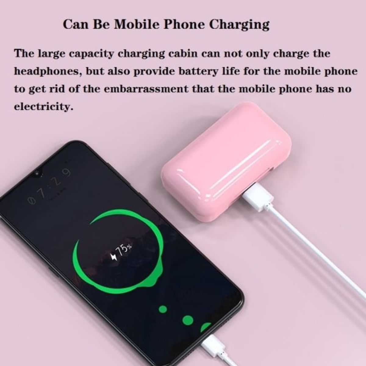 CLN TECH - Audífonos inalámbricos Bluetooth F9 con power bank V53 -PINK